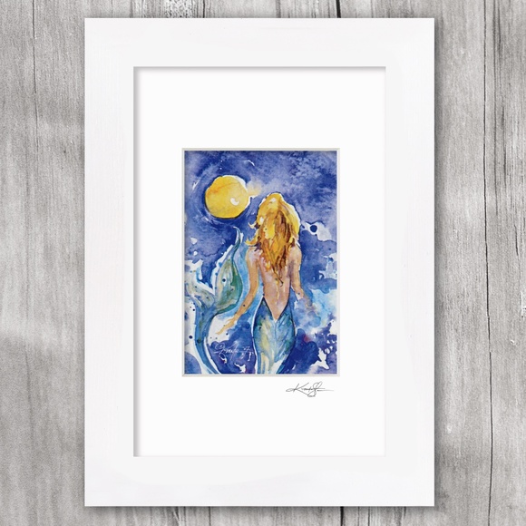Mermaid Print in Mat from original painting by Kathy Morton Stanion - Moon Wish - Picture 3 of 4